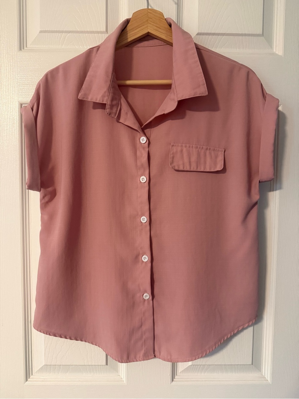 SHEIN Mauve Button-Front Short Sleeve Shirt